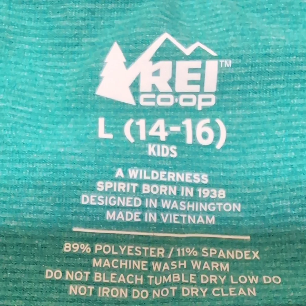 REI Co-op Kids Teal Striped Athletic Shirt Stretch Performance Top Size L‎